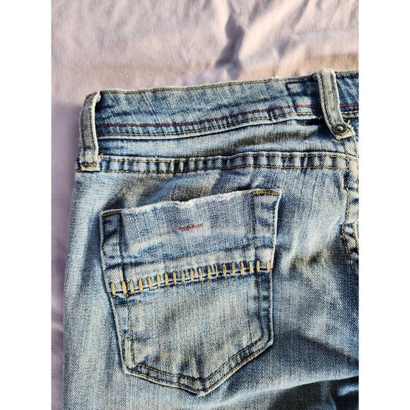 Billabong Y2K Low Rise Jeans Bootcut Denim Sz 7 Contrast Stitching Raw Hemh - Picture 9 of 15